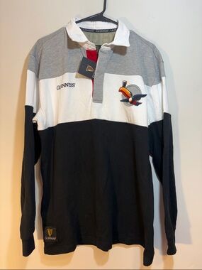 NWT Guinness Beer Toucan Rugby Jersey Polo Long Sleeve Official Brewery Merch, M